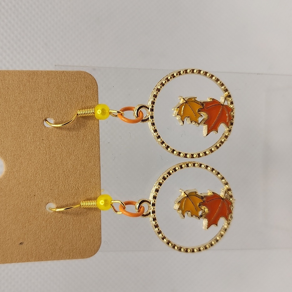 Fall Leaves Hoop Earrings